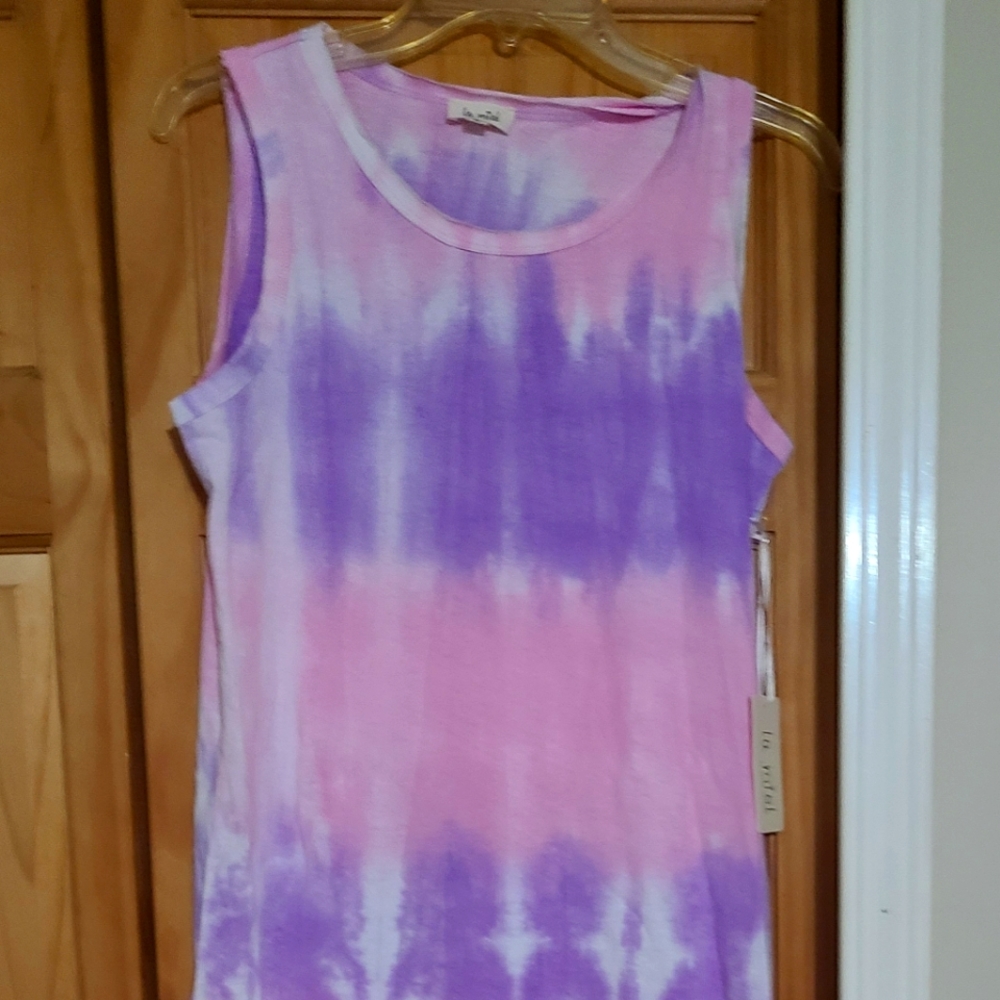 Purple & Pink Tie Dye Tank sleeveless midi dress